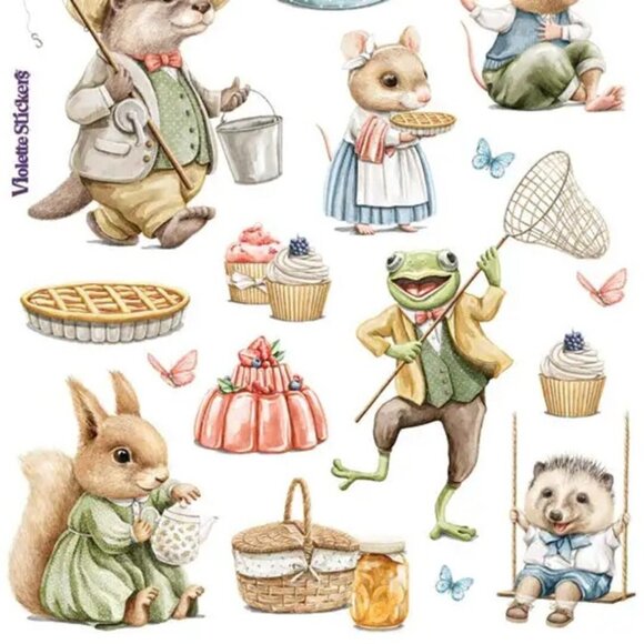 3 for $10 - Violette Stickers - 1 Critter Picnic Sticker Sheet for Scrapbooking - Picture 4 of 4